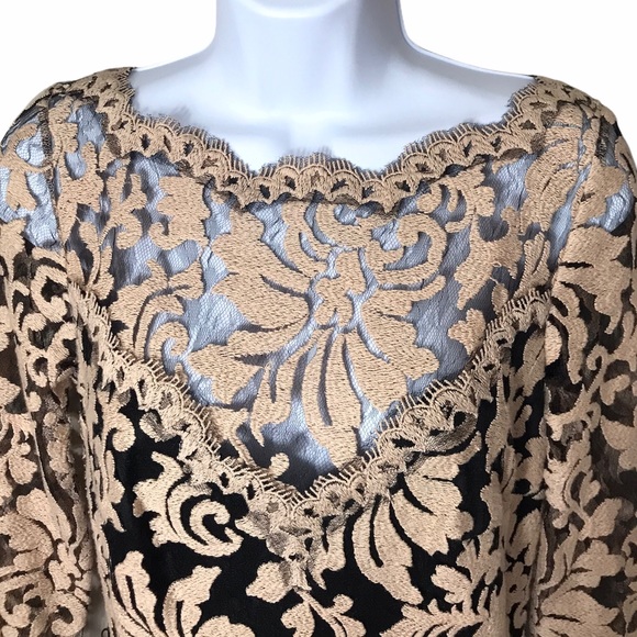 Tadashi Shoji Belted Embroidered Lace Gown - Picture 15 of 16